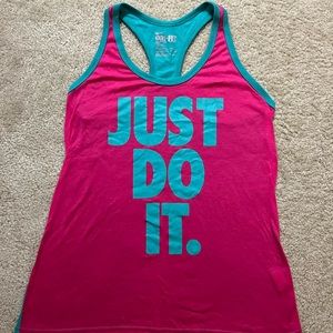 Women’s Size Large Teal & Pink Nike “Just Do It” Athletic Tank-Top